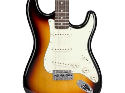 Guitarra Electrica | Vintage Series | STR | RW | SSS | Pickguard Blanco | Cuerdas Daddario | Funda incluida | Sunburst 3 Tonos