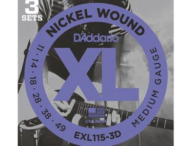 DADDARIO Strings Encordado | Electrica | 011-014-018-028-038-049 | Nickel Wound | ProPack 3 enc. en sobre sueltos
