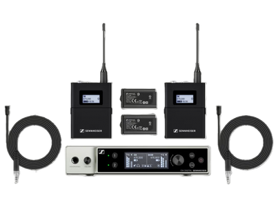 SENNHEISER Sistema lavalier inalámbrico digital | Incluye receptor EW-DX EM 2, 2 transmisores de bolsillo EW-DX SK, 2 micrófonos lavalier MKE 2 y 2 baterías BA 70 | Rango de frecuencia: Q1-9 (470,2 - 550 MHz).