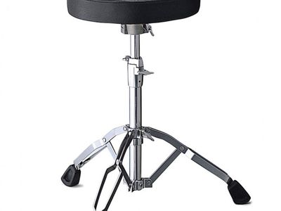 Banqueta | Circular | Cuerina negra | Altura regulable de 17.75" a 25.5" | Patas Dobles