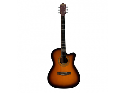TEXAS Guitarra Electroacustica | Cuerpo Concert | Tapa Tilo | Aro y fondo Tilo | Clavijas Die-Cast Cromadas | EQ 4 vias | Cenefa | Color 3T Sunburst MATE