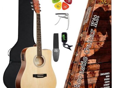 SX Pack | Guitarra Electroacustica | Cuerpo Dreadnought | Cutaway | Preamp | Funda-Afinador-Correa-Capo-puas | Color Natural Mate