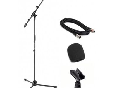 Pack Soporte Microfono Boom 3 Ptas| Pesado | MK5 + Pipeta + Paravientos + Cable XLR-XLR 6M