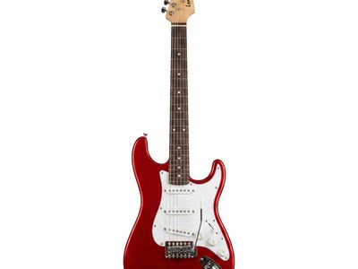 LEONARD GUITARRA ELECTRICA LEONARD STRATOCASTER PARA CHICOS 3/4-3 MICS SIMPLES-PALANCA-COLOR ROJO METALIZADO