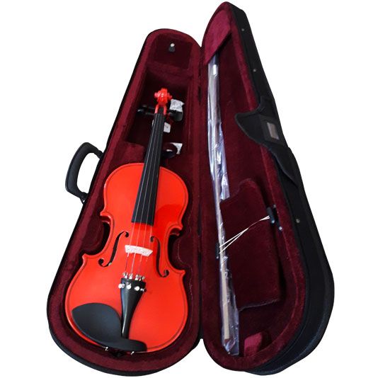 VIOLIN STRADELLA 4/4 ROJO-TAPA PINO MACIZA-AROS Y FONDO MAPLE MACIZO-MICROAFINADORES-ESTUCHE-ARCO