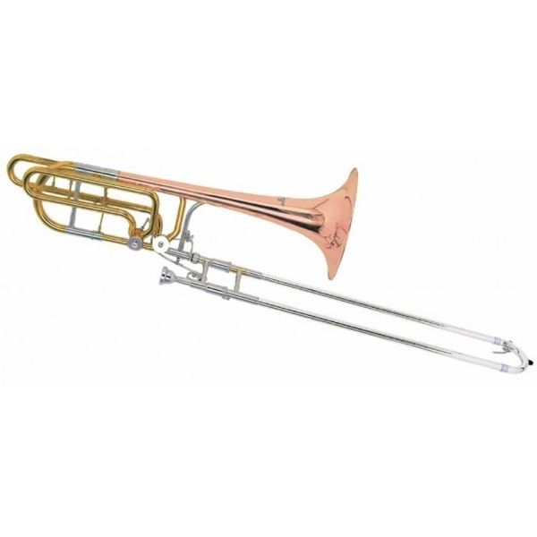 Trombon Bajo | a Vara Delux | Doble transpositor | Bb/F/Eb&Bb/F/D/Gb | Laqueado | Campana de cobre de 241mm. | Vara liviana nickelada | Estuche Foam