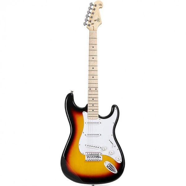 Guitarra Electrica | Modern Series | STR | Diapason Maple | SSS | Pickguard Blanco 3 capas | Funda incluida | Sunburst 3 Tonos