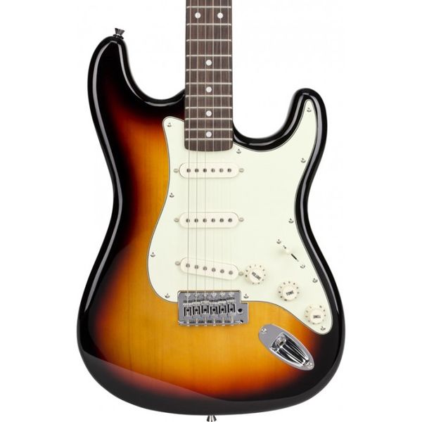Guitarra Electrica | Vintage Series | STR | RW | SSS | Pickguard Blanco | Cuerdas Daddario | Funda incluida | Sunburst 3 Tonos