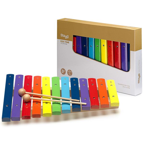 XILOFON STAGG DE MADERA 12 NOTAS DE COLORES-CON GOLPEADOR