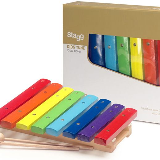 XILOFON STAGG DE MADERA 8 NOTAS DE COLORES-CON GOLPEADOR