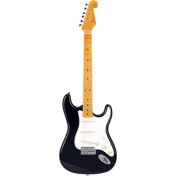Guitarra Electrica | Vintage Series | STR | Diapason Maple | SSS | Pickguard Blanco | Cuerdas Daddario | Funda incluida | Black