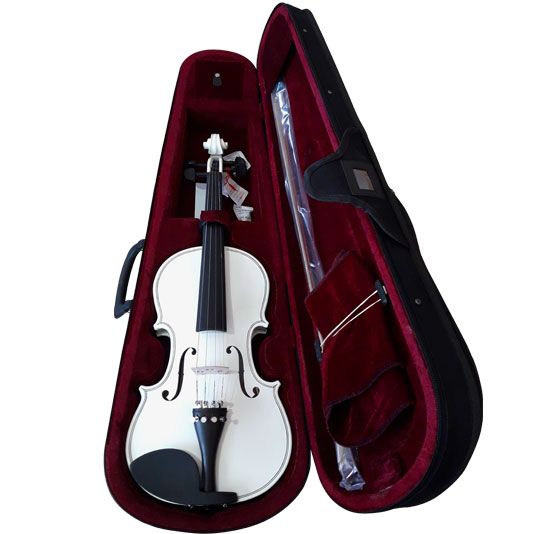 VIOLIN STRADELLA 4/4 BLANCO-TAPA PINO MACIZA-AROS Y FONDO MAPLE MACIZO-MICROAFINADORES-ESTUCHE-ARCO