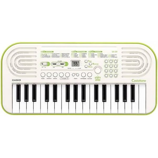 Teclado | SA | 32 Teclas Mini | 100 Sonidos | 32 Polifonia | 50 Ritmos | 10 Melodias | Reverberancia | LCD | Blanco-Verde