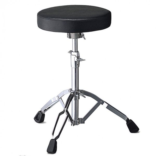 Banqueta | Circular | Cuerina negra | Altura regulable de 17.75" a 25.5" | Patas Dobles
