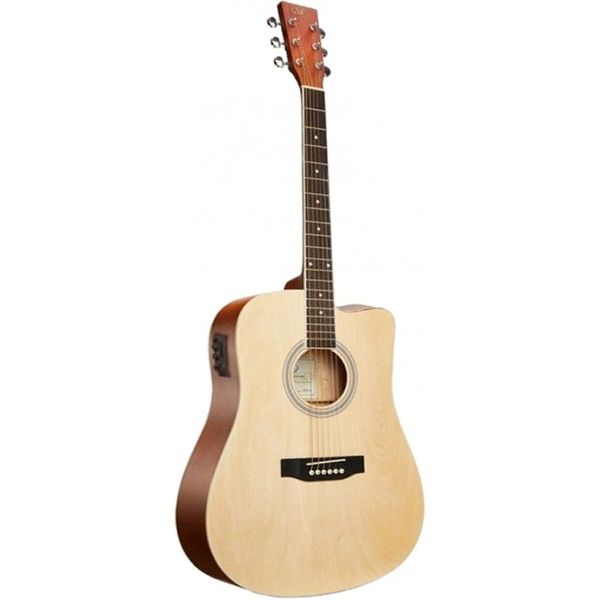 Guitarra Electroacustica | Cuerpo Dreadnought | Cutaway |Preamp SZP1 | Diapasón Rosewood | Tapa Tilo | Fondo y Aro de Tilo | Clavijas Die-Cast | Cejilla de Nubone | Color Natural Mate