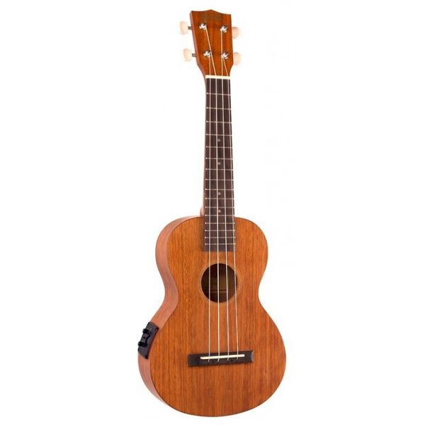 Ukelele | Concierto | JAVA | Electroacustico Vol+Tono | Fondo arqueado | Diapason Teca | Enc. Aquila | Mastil Caoba | Funda | Madera oscura Transparente