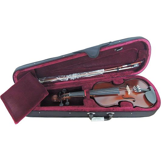 VIOLIN STRADELLA 1/2-TAPA PINO MACIZA-AROS Y FONDO MAPLE MACIZO-MICROAFINADORES-ESTUCHE-ARCO