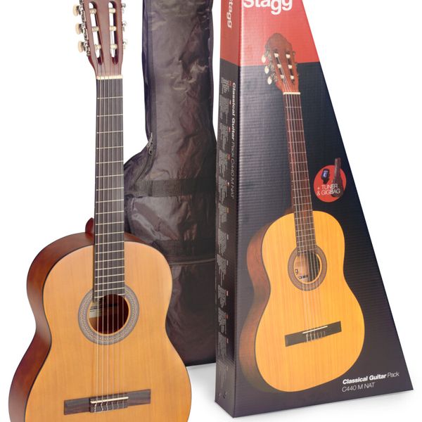 PACK DE GUITARRA CLASICA STAGG INCLUYE FUNDA Y AFINADOR TIPO PINZA