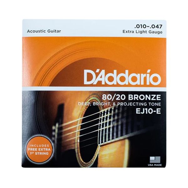 Encordado | Acustica | 010-014-023-030-039-047 | Bronce 80/20 | Extra Light | Extra 1ra cuerda | MCx10